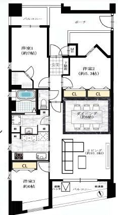 3LDK apartment in Naka Ward, Yokohama, Kanagawa - Photo 1
