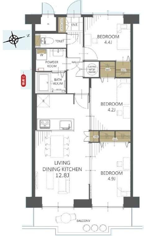 3LDK apartment in Naka Ward, Hiroshima - Photo 1