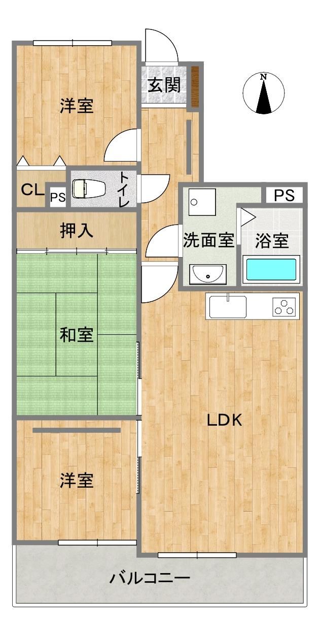 3LDK apartment in Kokurakita Ward, Kitakyushu, Fukuoka - Photo 1