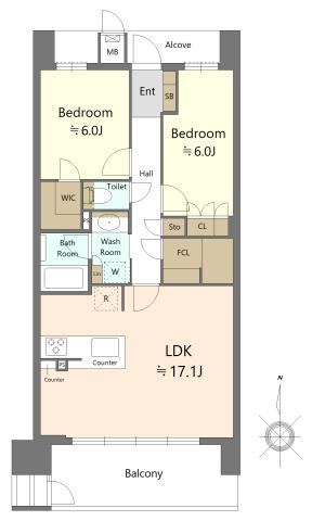 2LDK+S apartment in Higashiosaka, Osaka - Photo 1