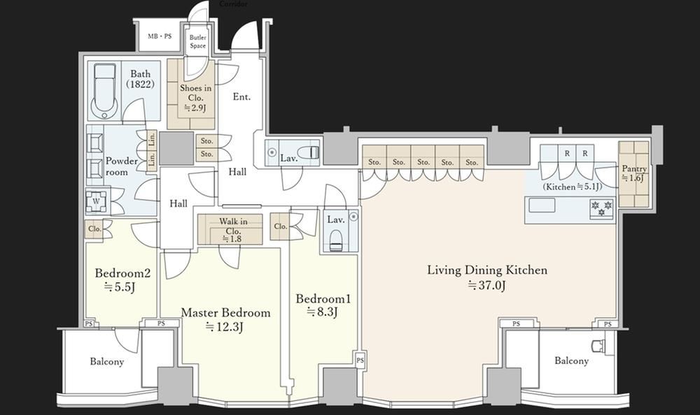 3LDK apartment in Minato Ward, Tokyo - Photo 1