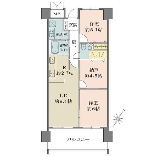 2LDK+S apartment in Minato Ward, Osaka - Photo 1