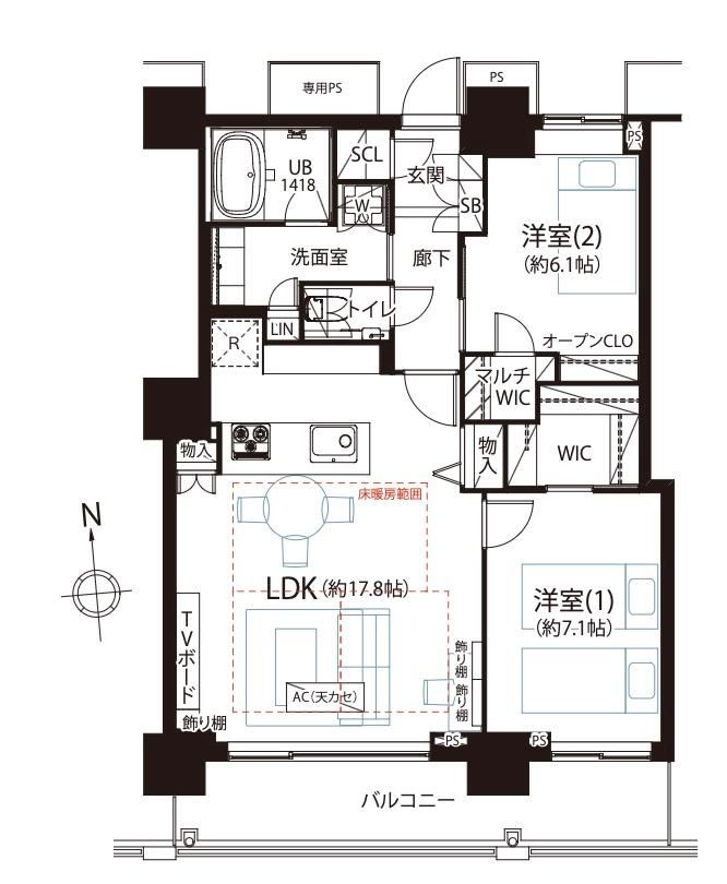 2LDK apartment in Minato Ward, Tokyo - Photo 1