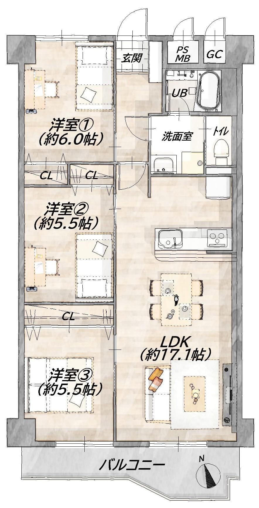 3LDK apartment in Abeno Ward, Osaka - Photo 1