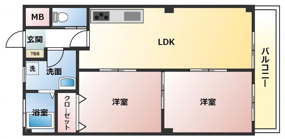 2LDK apartment in Yahatahigashi Ward, Kitakyushu, Fukuoka - Photo 1