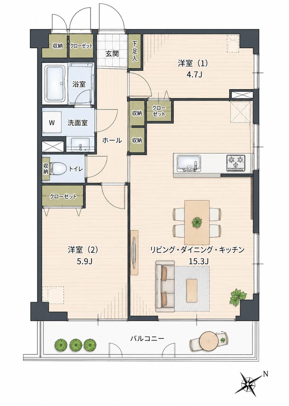 2LDK apartment in Aoi Ward, Shizuoka - Photo 1