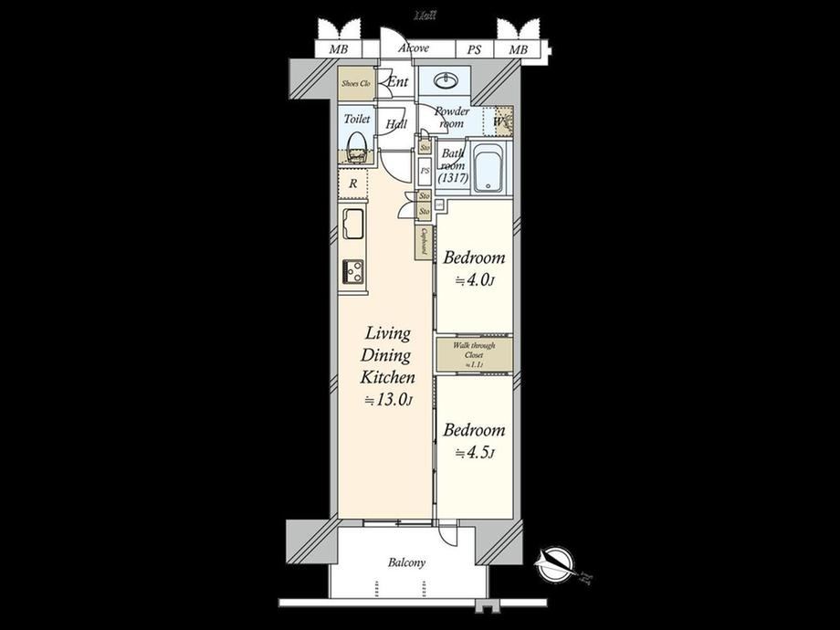 2LDK apartment in Shinagawa Ward, Tokyo - Photo 1