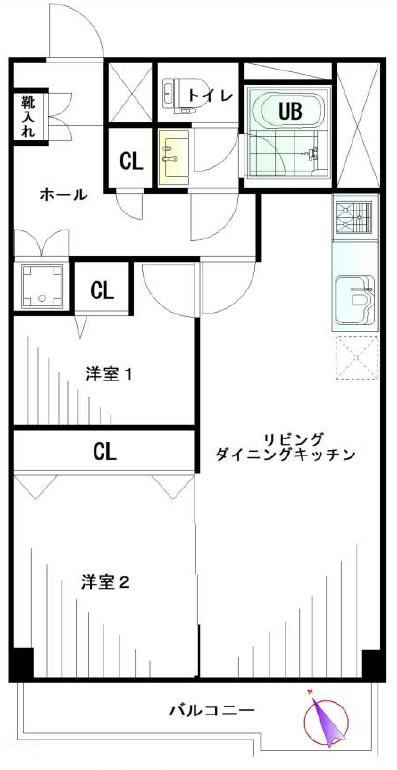 2LDK apartment in Kawasaki Ward, Kawasaki, Kanagawa - Photo 1