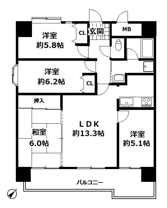 4LDK apartment in Sakai Ward, Sakai, Osaka - Photo 1