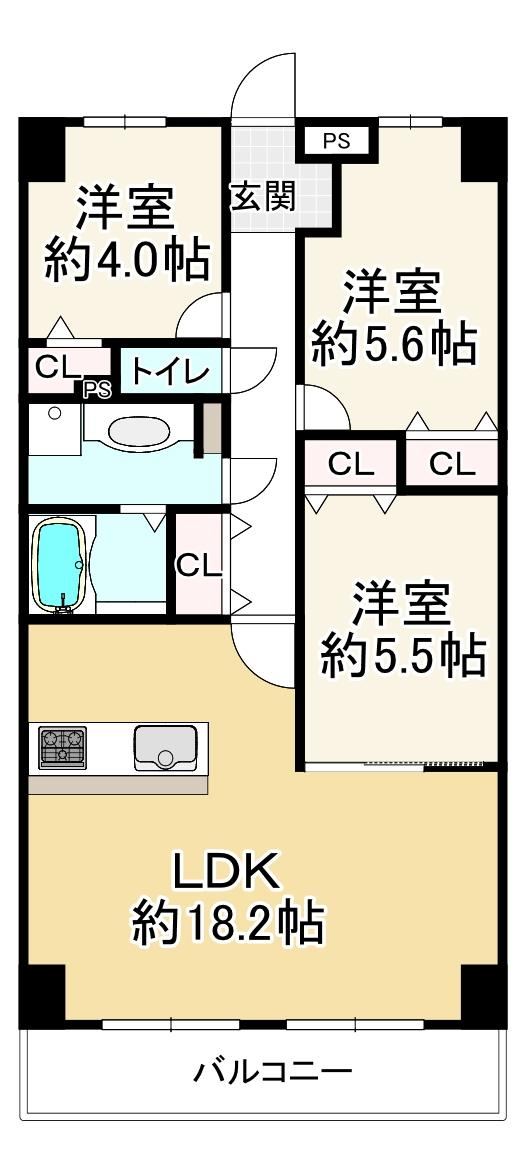 3LDK apartment in Sakai Ward, Sakai, Osaka - Photo 1