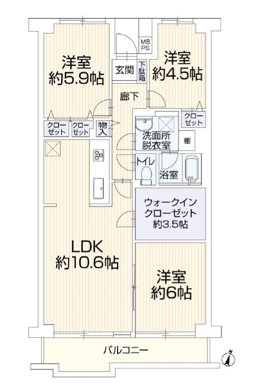 3LDK apartment in Hiratsuka, Kanagawa - Photo 1