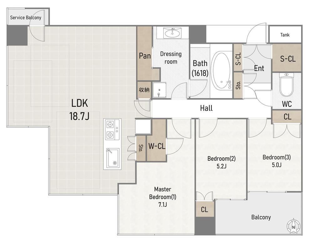 3LDK apartment in Fukushima Ward, Osaka - Photo 1