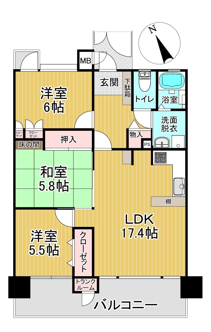 3LDK apartment in Kokuraminami Ward, Kitakyushu, Fukuoka - Photo 1