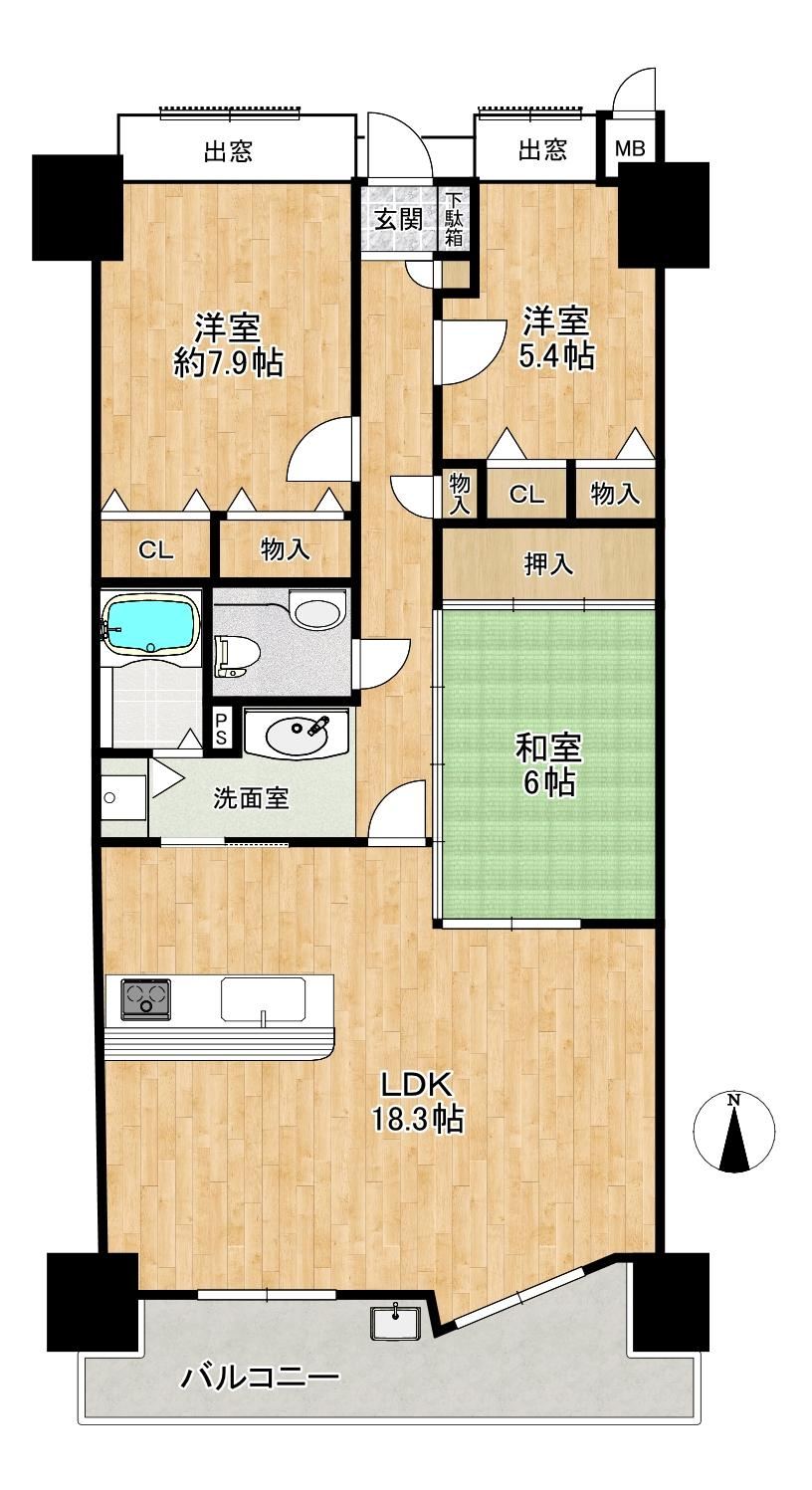 3LDK apartment in Neyagawa, Osaka - Photo 1