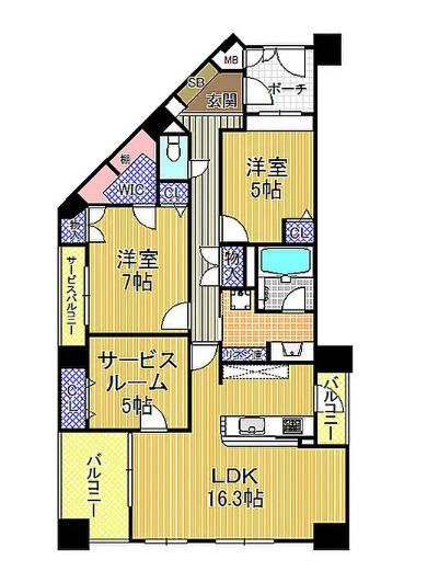 2LDK+S apartment in Minato Ward, Osaka - Photo 1
