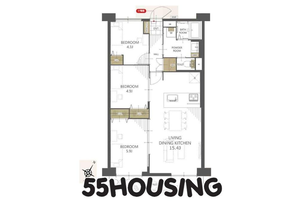 3LDK apartment in Minami Ward, Saitama - Photo 1