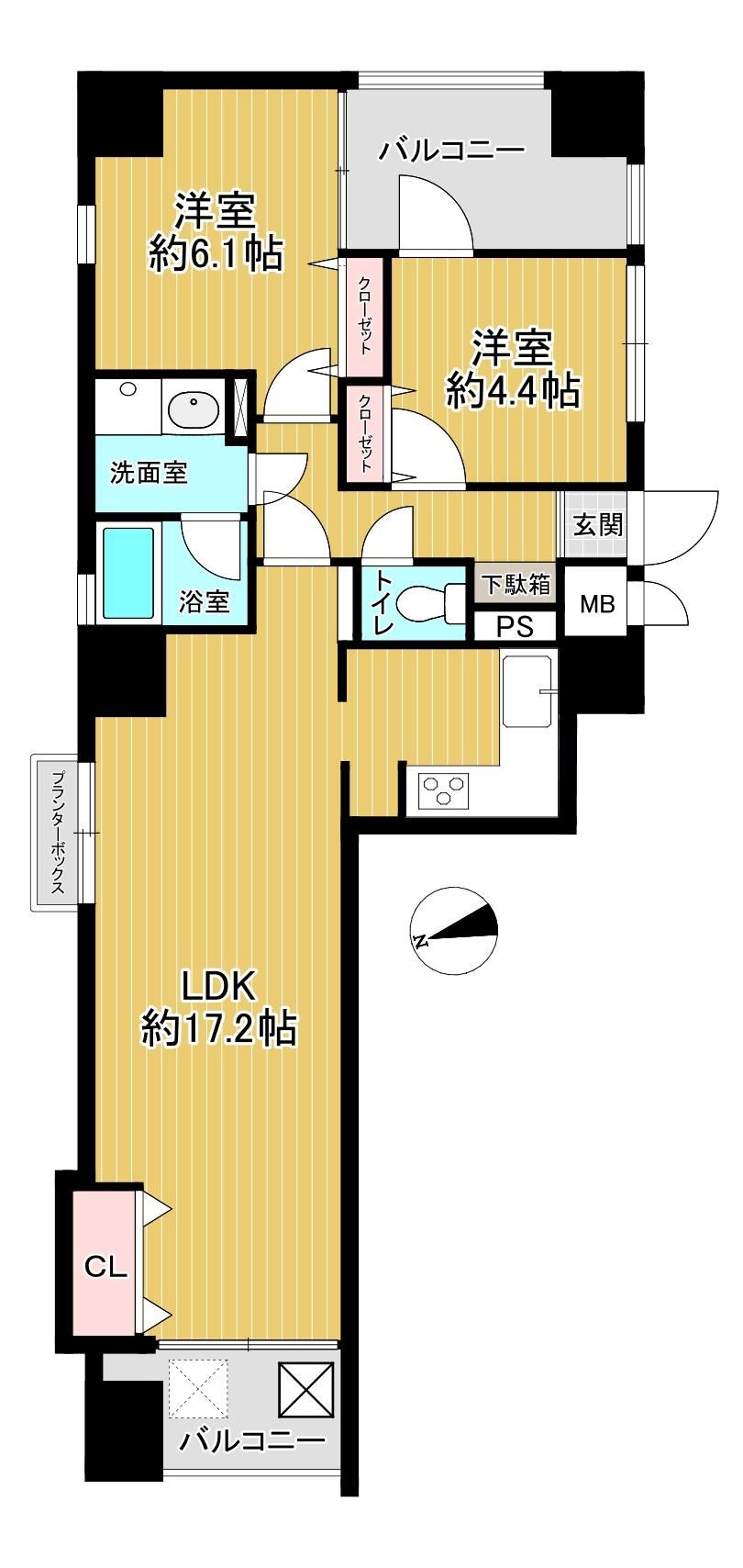 2LDK apartment in Nishi Ward, Osaka - Photo 1
