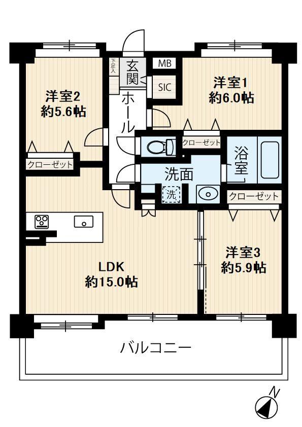3LDK apartment in Hakata Ward, Fukuoka - Photo 1