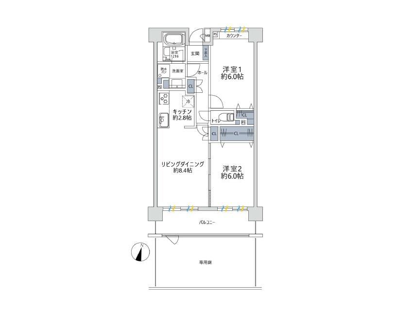 2LDK apartment in Kanagawa Ward, Yokohama, Kanagawa - Photo 1