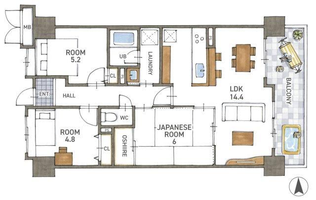 3LDK apartment in Kusatsu, Shiga - Photo 1