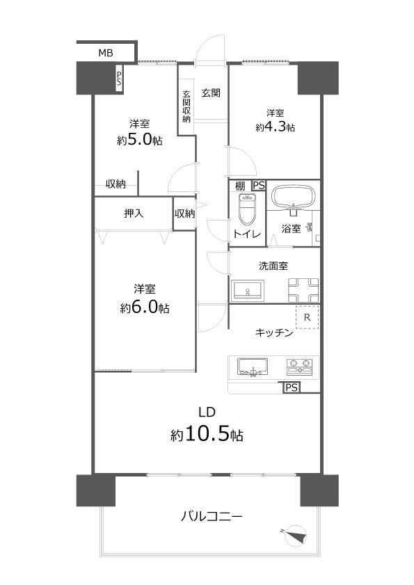 3LDK apartment in Higashinada Ward, Kobe, Hyogo - Photo 1
