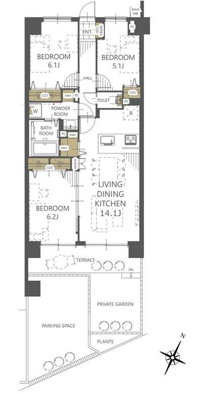 3LDK apartment in Chuo Ward, Chiba - Photo 1