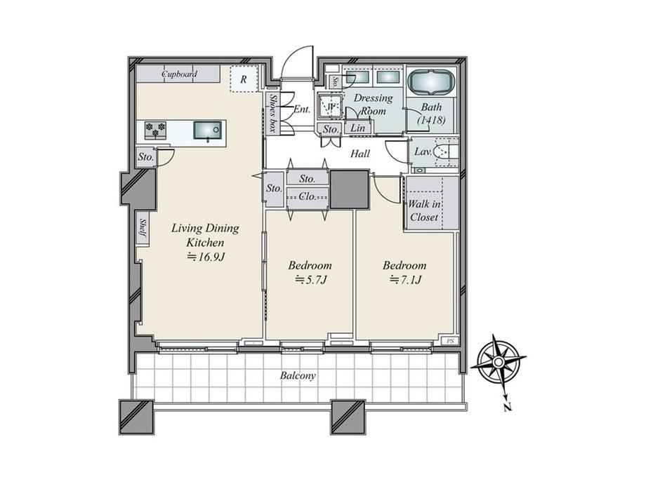 2LDK apartment in Minato Ward, Tokyo - Photo 1