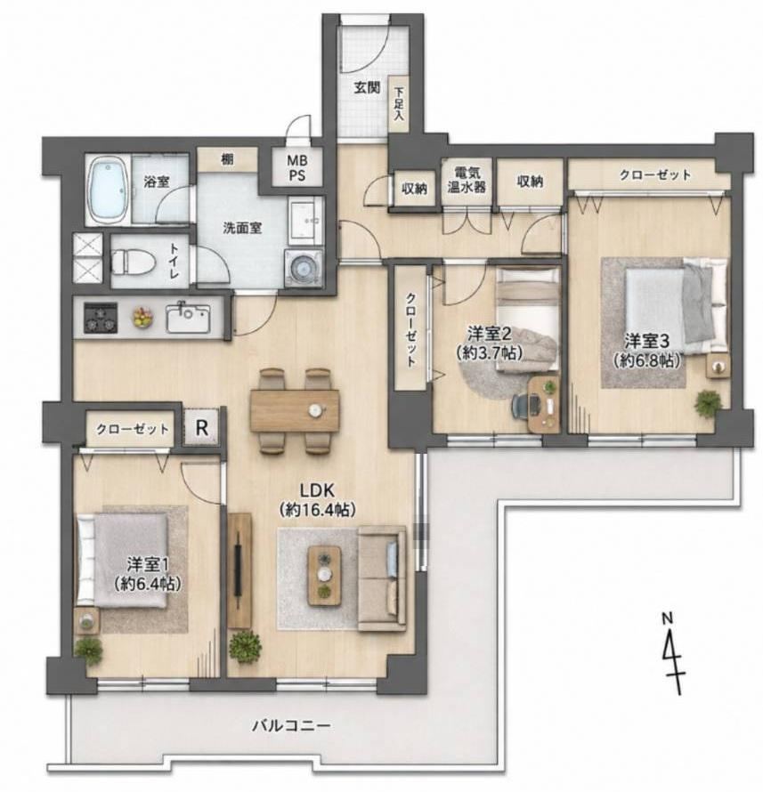 3LDK apartment in Ota Ward, Tokyo - Photo 1