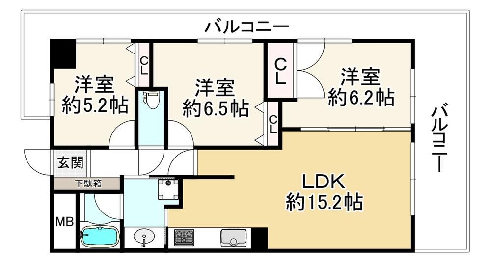 3LDK apartment in Nishi Ward, Sakai, Osaka - Photo 1