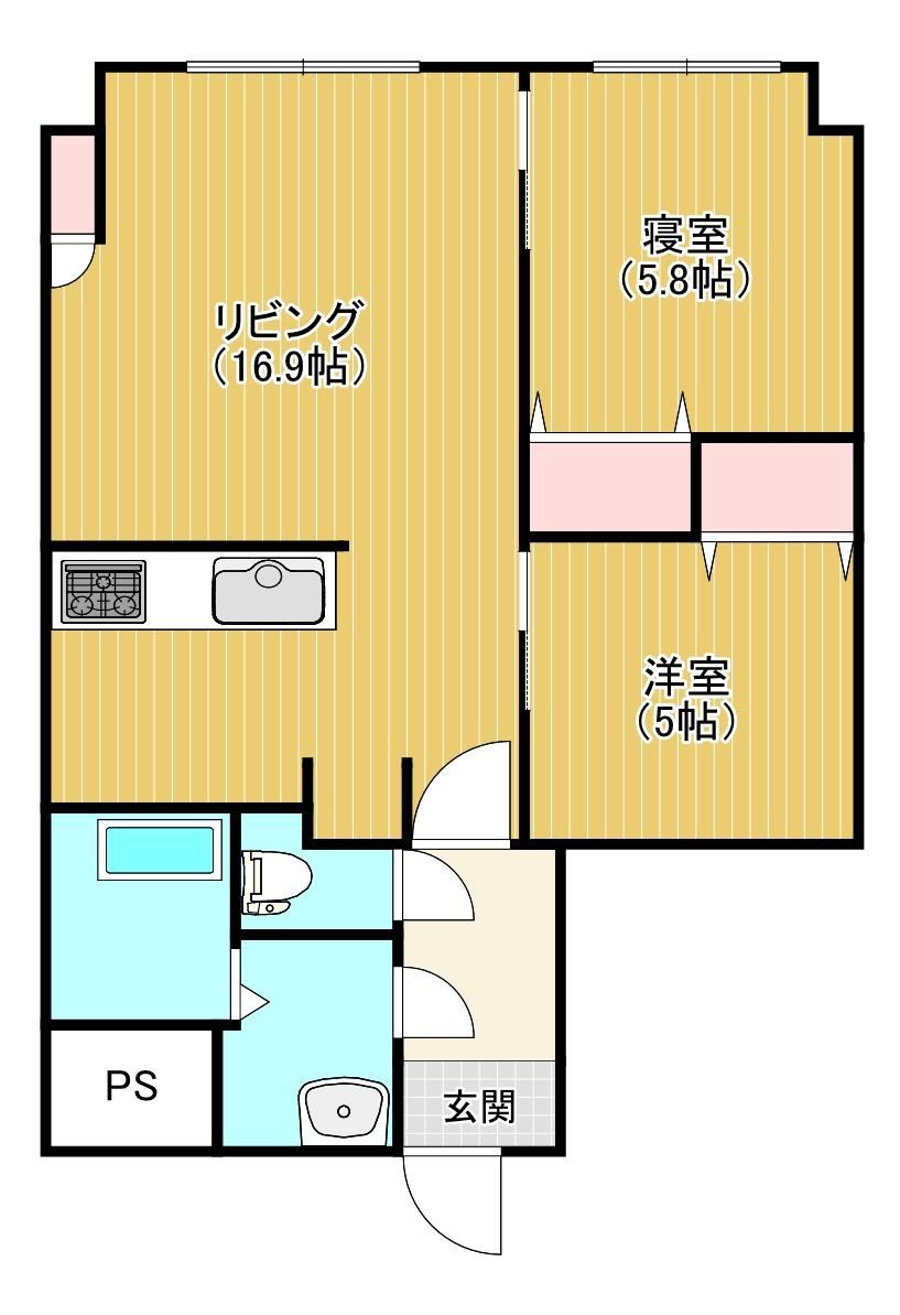 2LDK apartment in Kokurakita Ward, Kitakyushu, Fukuoka - Photo 1