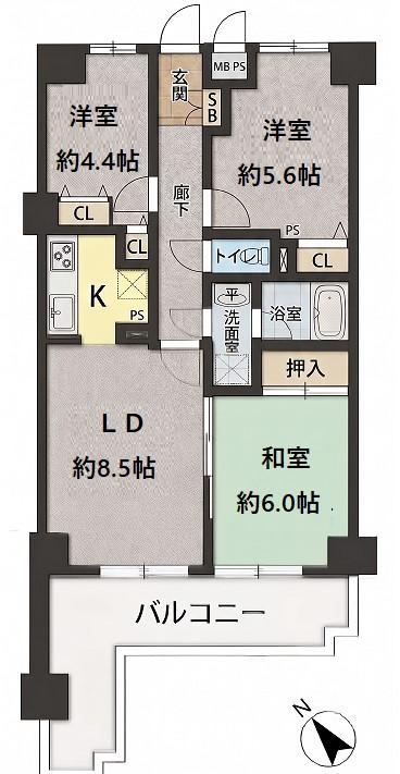 3LDK apartment in Kitamoto, Saitama - Photo 1