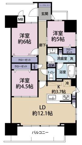 3LDK apartment in Aki Ward, Hiroshima - Photo 1
