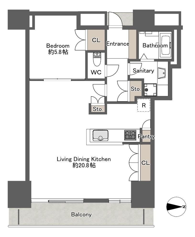 1LDK apartment in Chuo Ward, Osaka - Photo 1