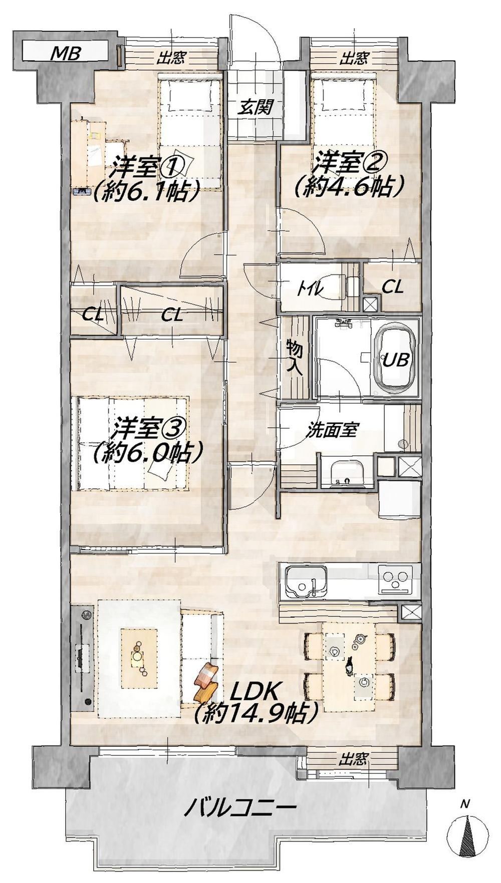 3LDK apartment in Taihaku Ward, Sendai, Miyagi - Photo 1