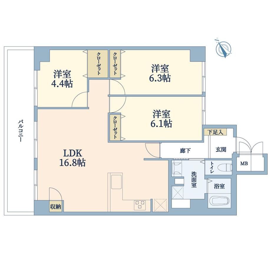 3LDK apartment in Hyogo Ward, Kobe, Hyogo - Photo 1