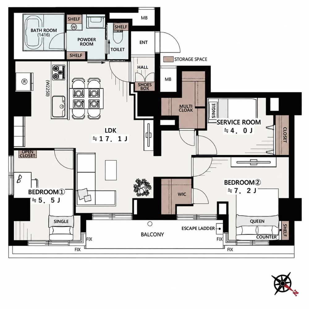 2LDK+S apartment in Arakawa Ward, Tokyo - Photo 1