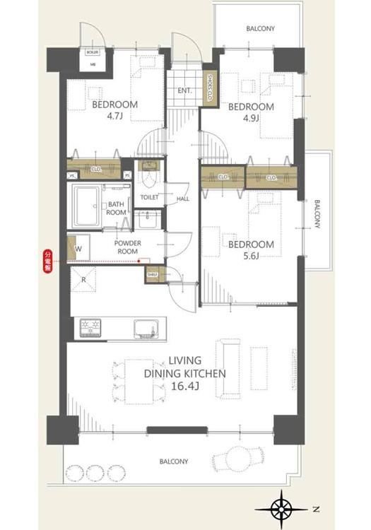 3LDK apartment in Saeki Ward, Hiroshima - Photo 1