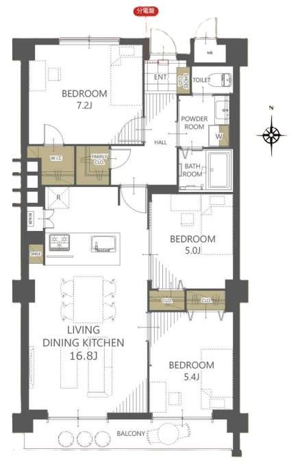 3LDK apartment in Nishinomiya, Hyogo - Photo 1