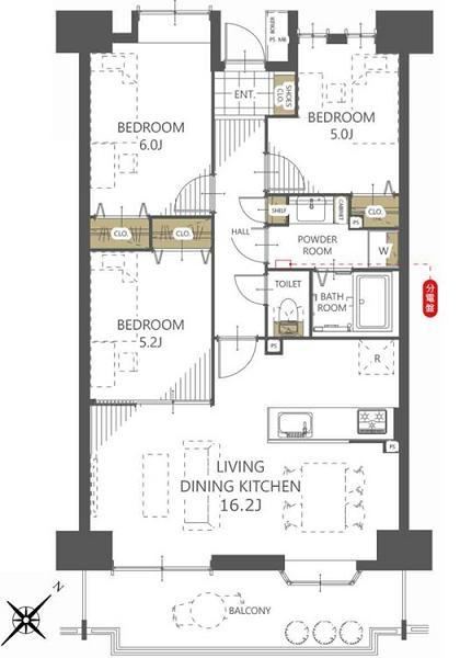 3LDK apartment in Kure, Hiroshima - Photo 1