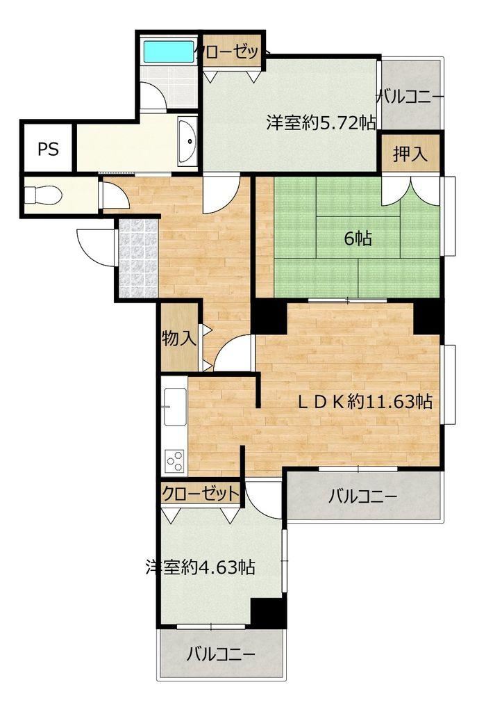 3LDK apartment in Takasaki, Gunma - Photo 1