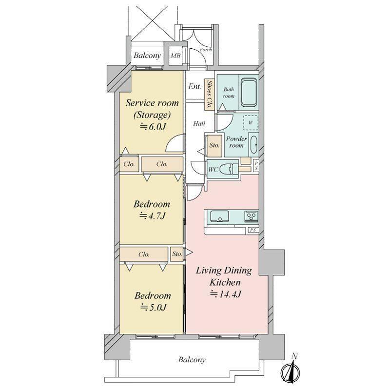 2LDK+S apartment in Kita Ward, Osaka - Photo 1