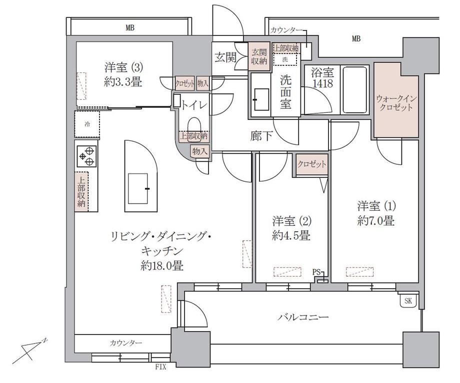 3LDK apartment in Shinagawa Ward, Tokyo - Photo 1