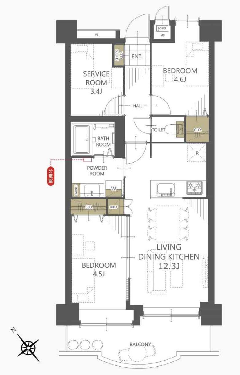 2LDK+S apartment in Sakado, Saitama - Photo 1
