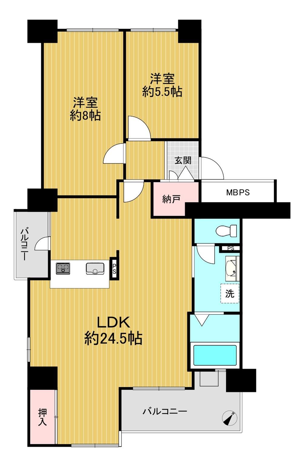 2LDK+S apartment in Nishiyodogawa Ward, Osaka - Photo 1