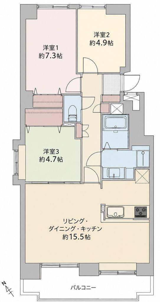 3LDK apartment in Shiroishi Ward, Sapporo, Hokkaido - Photo 1