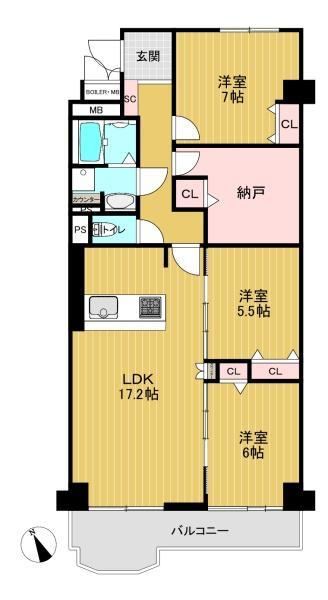 3LDK+S apartment in Takatsuki, Osaka - Photo 1