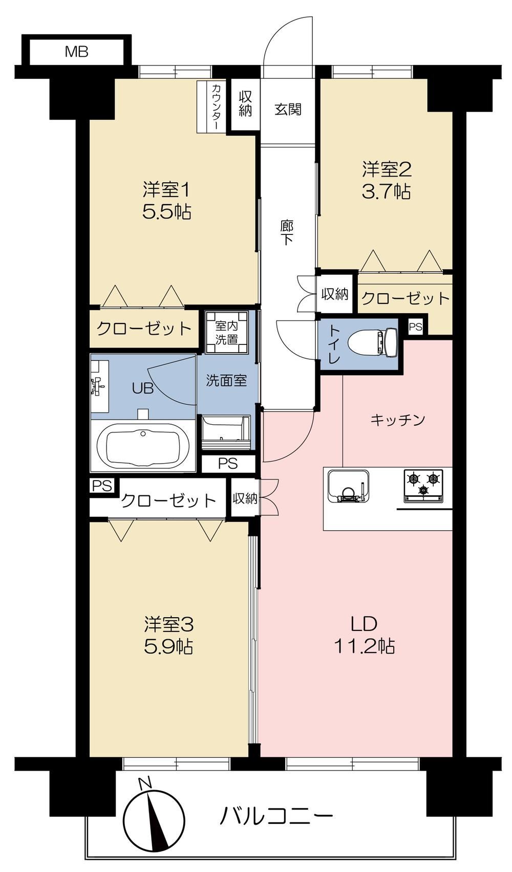 3LDK apartment in Shinagawa Ward, Tokyo - Photo 1