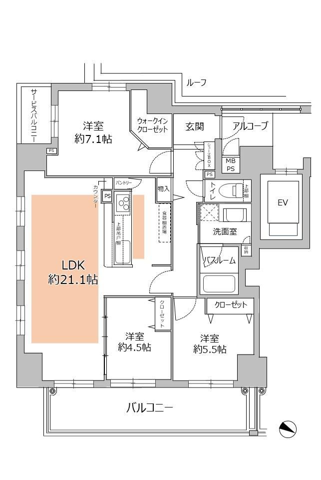 3LDK apartment in Chuo Ward, Kobe, Hyogo - Photo 1