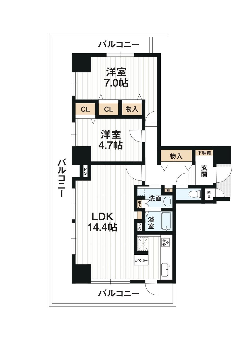 2LDK apartment in Chuo Ward, Osaka - Photo 1