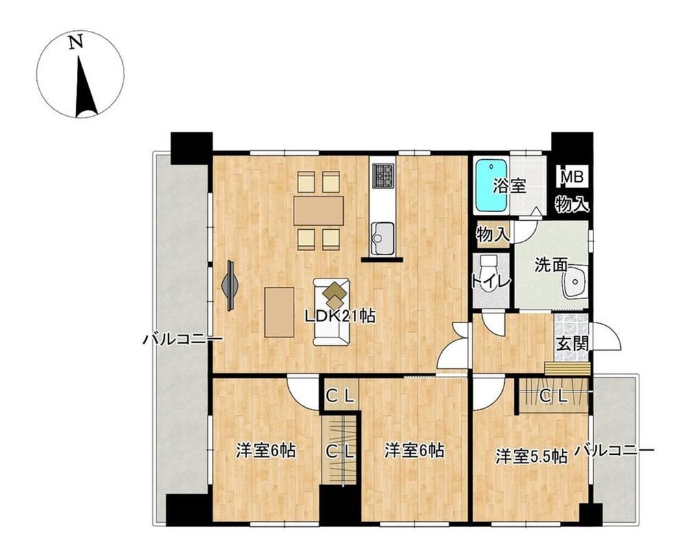 3LDK apartment in Sasebo, Nagasaki - Photo 1